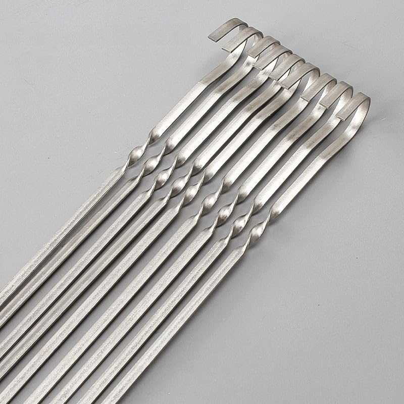 50pcs spiedini di Kebab, Bastoncini di spiedo in Acciaio Inossidabile, spiedini di Verdure Kebab, spiedini di Barbecue in Acciaio Inossidabile, spiedi Piatti in Acciaio Inossidabile,20cm