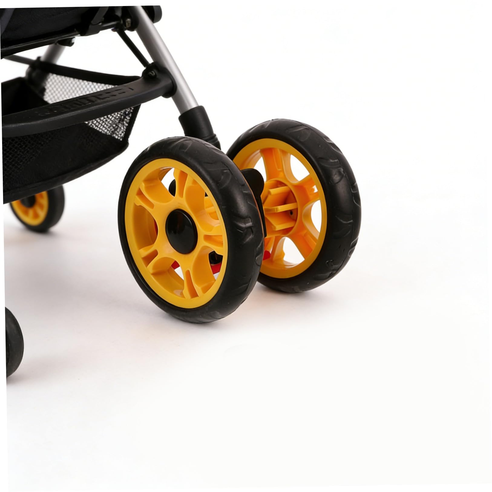 Toyvian 4 Pezzi Ruota di Ricambio per Carrello in Plastica Nera con Facile Rotazione e Assorbimento Urti, Adatta a Passeggini e Carrelli per Animali Domestici