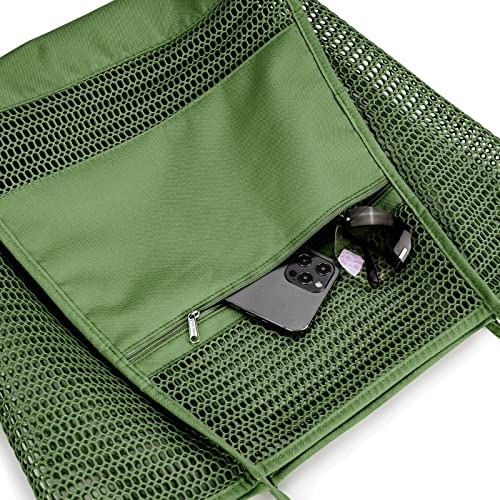 KALIDI Mesh Tote Bag,23L Beach Bag Extra Large Tote Bags for Women with Zip Pocket Shoulder Bag Summer Beach Bags Reusable Shopping Bag for Picnic Holiday Travel Grocery - Image 3