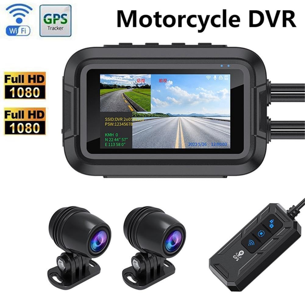 V9 Del Motociclo Dashcam WiFi 1080P Anteriore Posteriore Della Macchina Fotografica Impermeabile Del Motociclo Videoregistratore con Monitor Parcheggio
