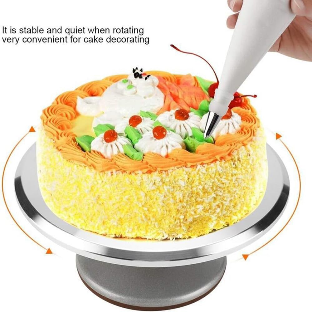 Plato Giratorio De Aluminio De 30 Cm Con Base Antideslizante, RotacióN Suave De 360°, Soporte Profesional Para ReposteríA Y DecoracióN De Pasteles De CumpleañOs, Bodas Y Uso Diario 11-pieceset