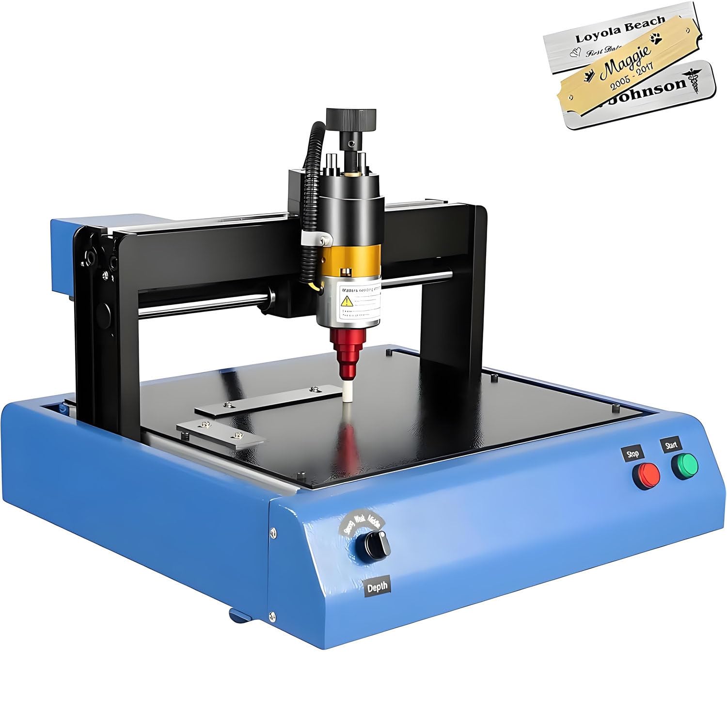Machine électrique de marquage en métal pour graver des étiquettes et des panneaux métalliques, 400 W, vitesse de marquage de 2 pouces/s, profondeur de marquage de 0,05 à 1 mm, zone de travail 200 x
