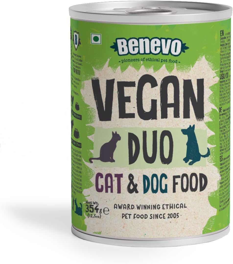 Benevo Vegan Duo Food Wet (1 x 354g) - Dog and Cat - Hypoallergenic, Wheat Free & Non GM, For Large & Small Breeds, With Essential Fatty Acids, Taurine, & L-carnitine, PETA & Vegan Society Approved