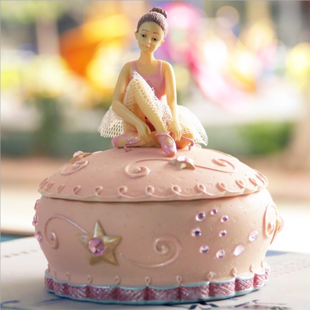 MADICN Girl's Musical Jewelry Storage Box With Spinning Ballerina, Pink Design Best Gifts For Girls Birthday