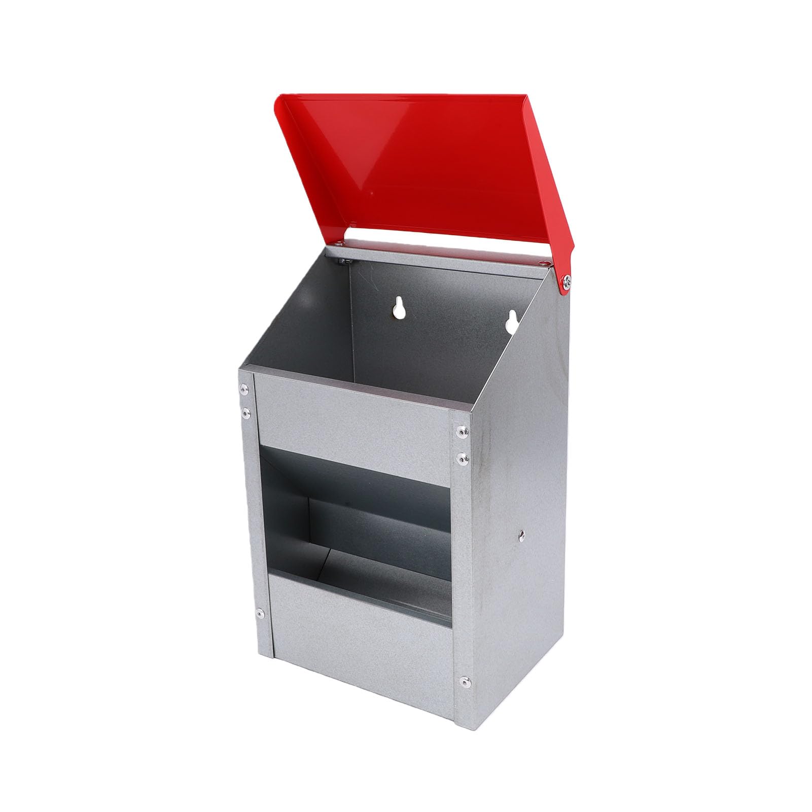 Garsent Alimentador de Pollos Galvanizado para Montaje en Pared, Dispensador Automático de Alimento para Aves de Corral Resistente a la Intemperie, 10 Libras, con Tapa para Gallinero Exterior