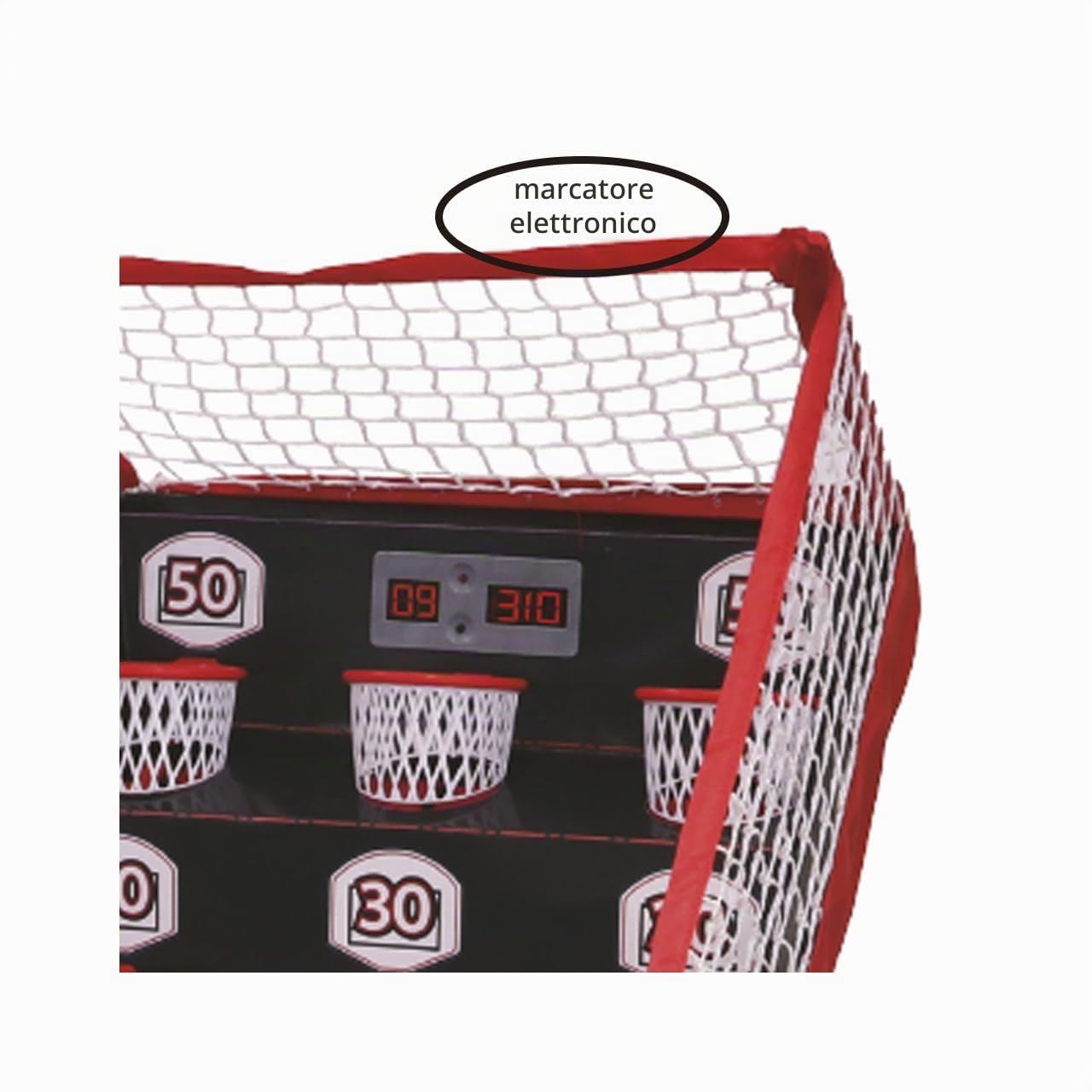 Tachan - Gioco di pallacanestro con indicatore elettronico, 9 cestini in diverse altezze con vari punteggi, Miglioramento abilità sportive e di concentrazione (747T00516)