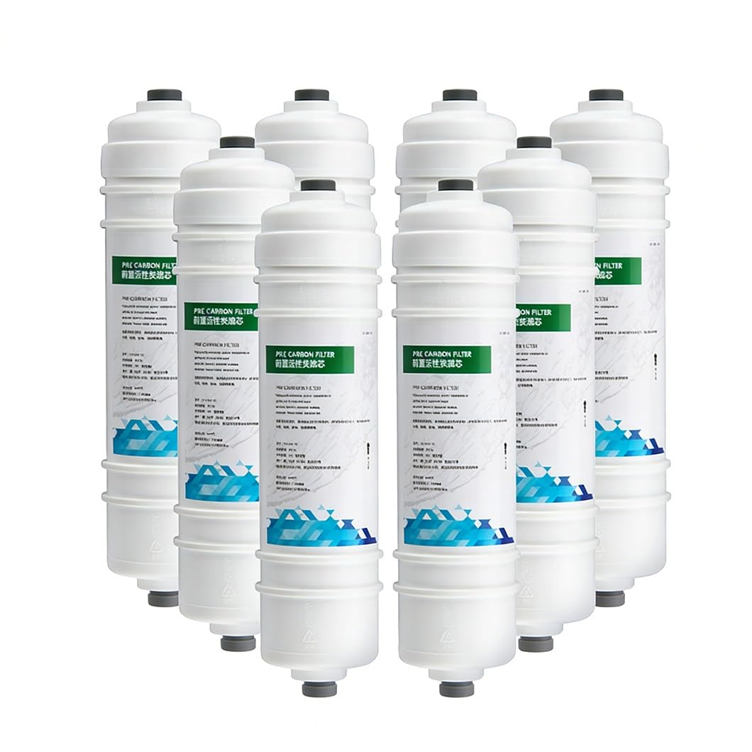 Confezione da 8 cartucce Pre-Filtro UDF, Lunghe 25 cm | con Raccordo rapido da 6,35 mm, Pre-Filtro per depuratori d'Acqua ad osmosi inversa Domestici