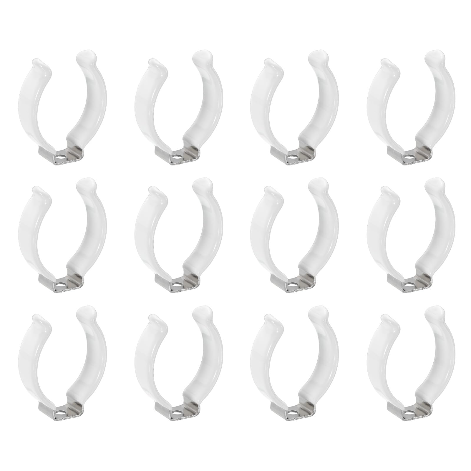 VIAPUICE T12 Light U Clips Holder Bracket 12 Pack - LED Light Tubes Fluorescent Tube Holder Stainless Steel Mounting Accessories for Home Office DIY Industrial, White