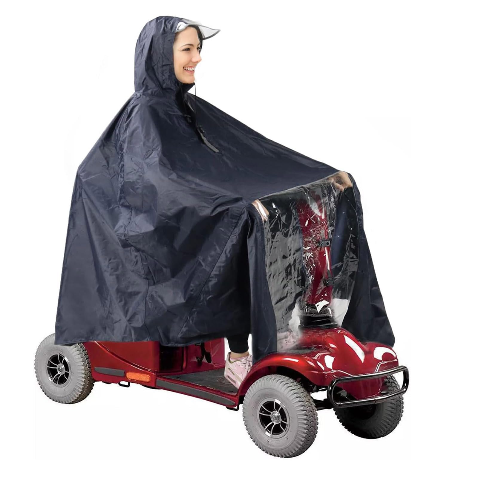 Poncho de Lluvia para Vehículos Eléctricos, Poncho de Lluvia Universal para Scooter de Movilidad y Silla de Ruedas Eléctrica,con Capucha y Panel Transparente