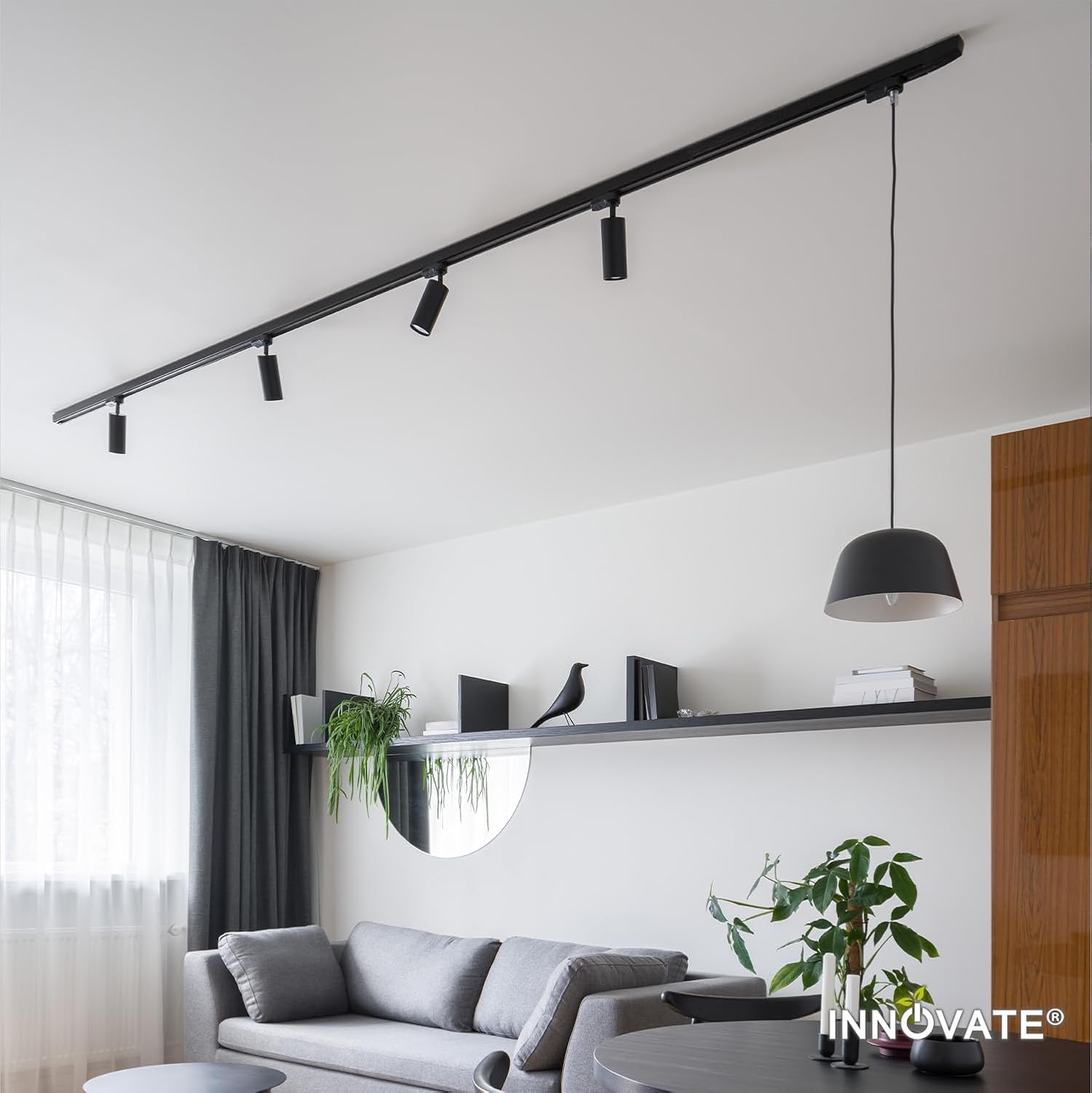 INNOVATE Binario Faretti soffitto orientabili 2M Trifase 3 Fasi [2000 x 36 x 33 mm] Illuminazione per interni I Binario LED soffitto I Portalampada GU10 Erco, Eutrac, Nordic Aluminum, Zumtobel