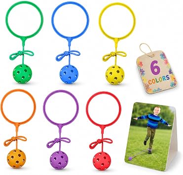 Gatuida 6Pcs Ankle Skip Ball for Kids, Swing Ball Set for Playground Equipment, Coordination Development, Outdoor Indoor Fun, Children s Fitness Activity Game