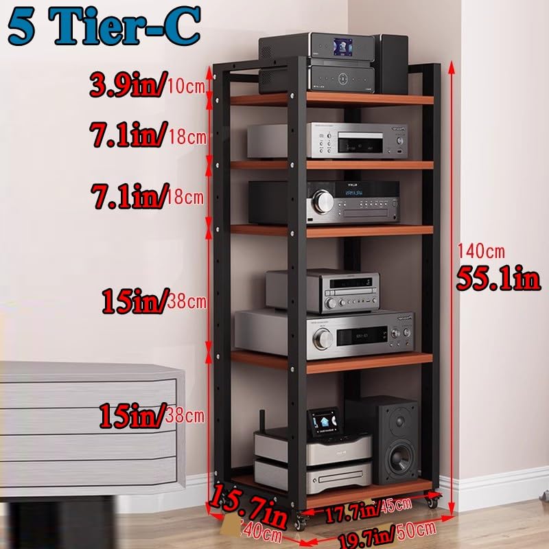 Estante de audio y video con 5 niveles para componentes multimedia y consolas 2
