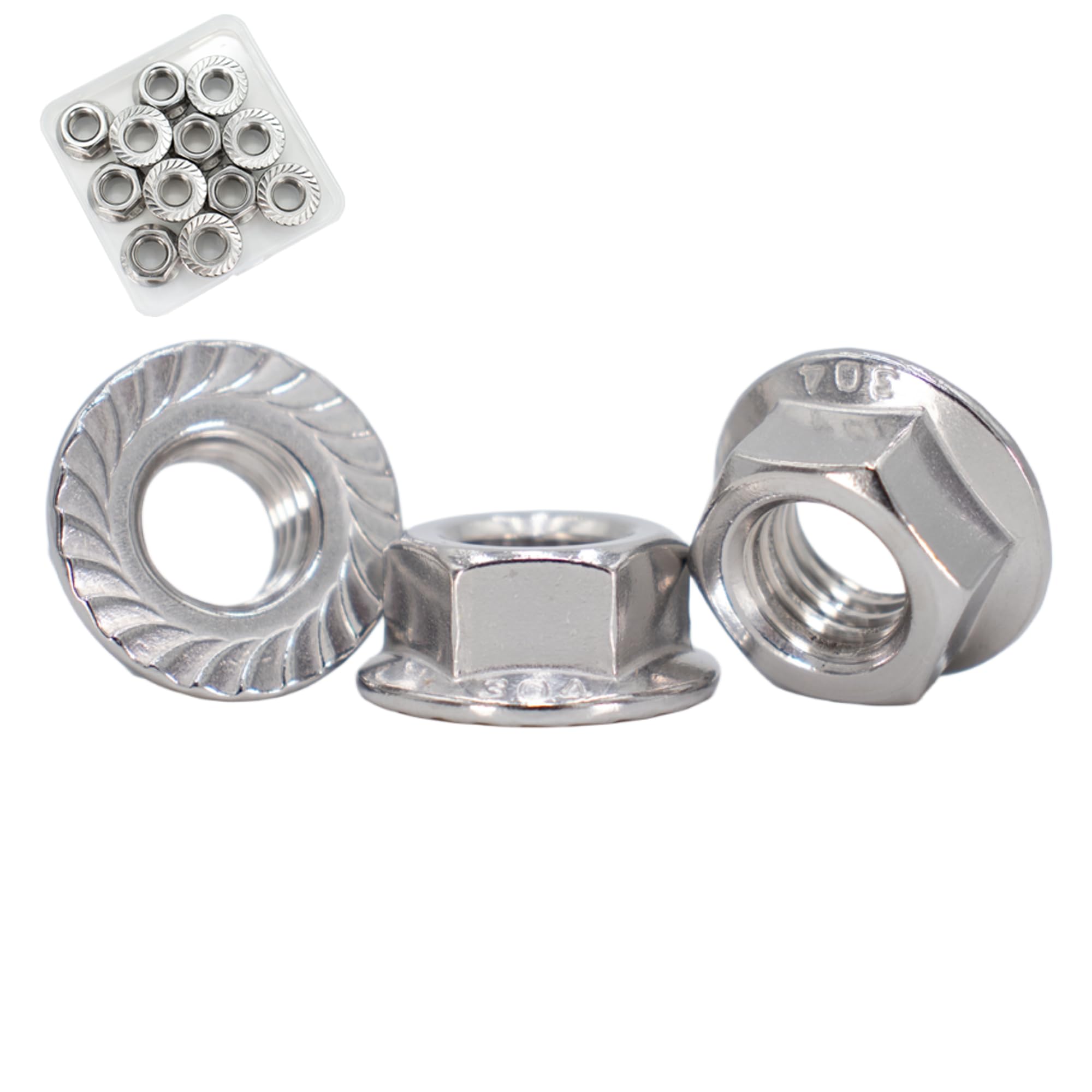 Stainless Steel Flange Nuts - 20 Pack M8 -9