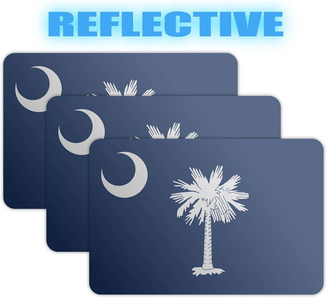 (x3) 3M Reflective South Carolina Flag Stickers | Versatile Safety Decals | Flag of South Carolina Sticker Decals | Perfect for Hard hats, laptops, bikes, toolboxes and more!