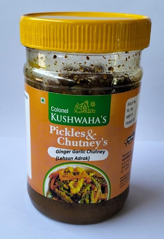 Colonel KUSHWAHA'S Lehsun Adrak Chutney | Garlic and ginger, A spicy, tangy delight | Flavors come alive | 250 Gm | Natural | Preservative-free product|