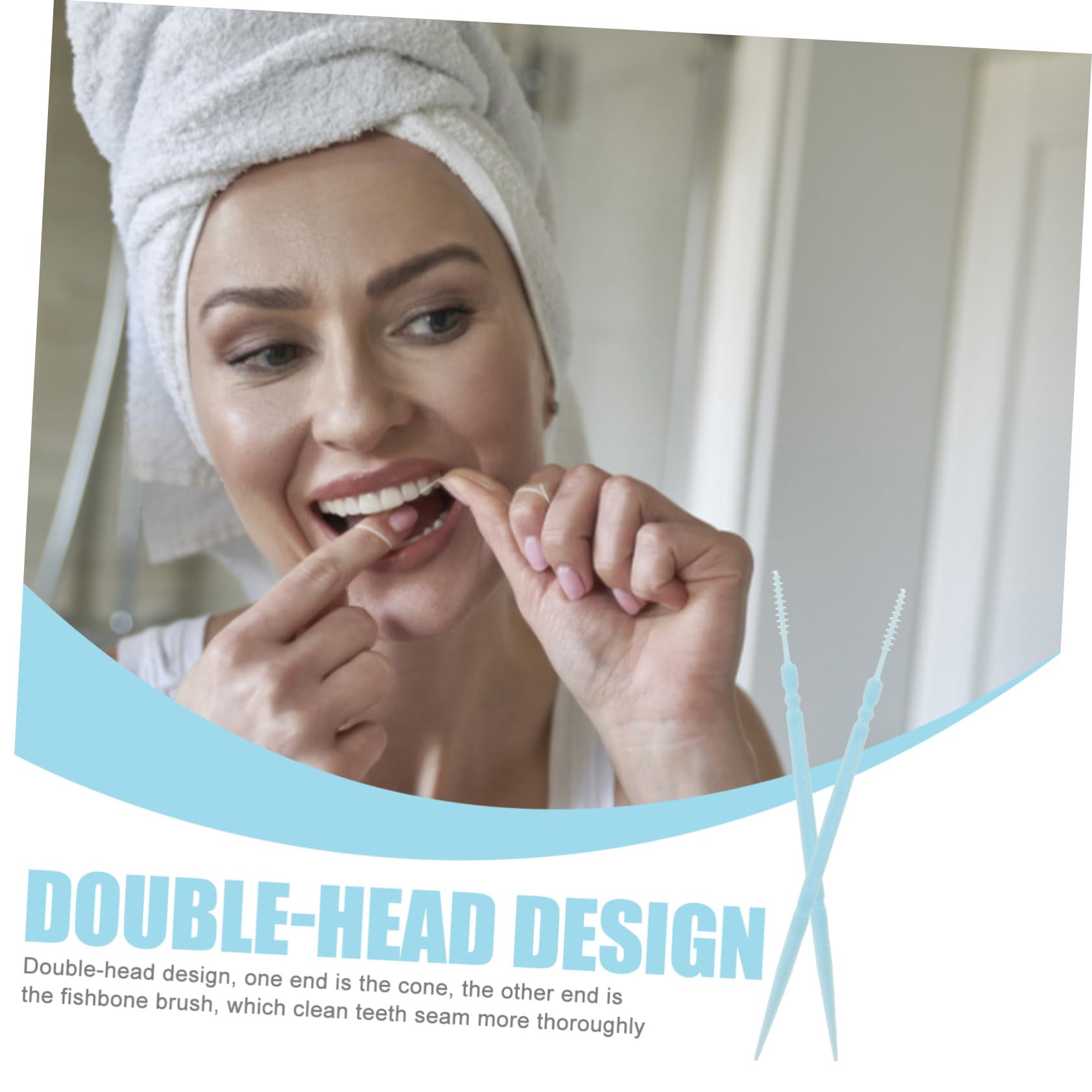 TOPBATHY Palillos de Dientes de Doble Punta 1060 Piezas Azul, Palillos de Limpieza Ecológicos de Grado Alimenticio, Herramienta Interdental para Cuidado Bucal Familiar, Desechables