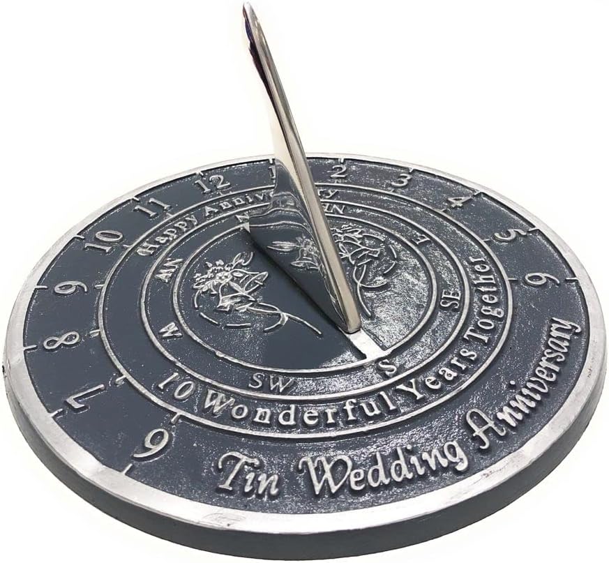 8" Anniversary Sundial Home Garden Décor Gift for Your Loves Ones (10th Anniversary Sundial)