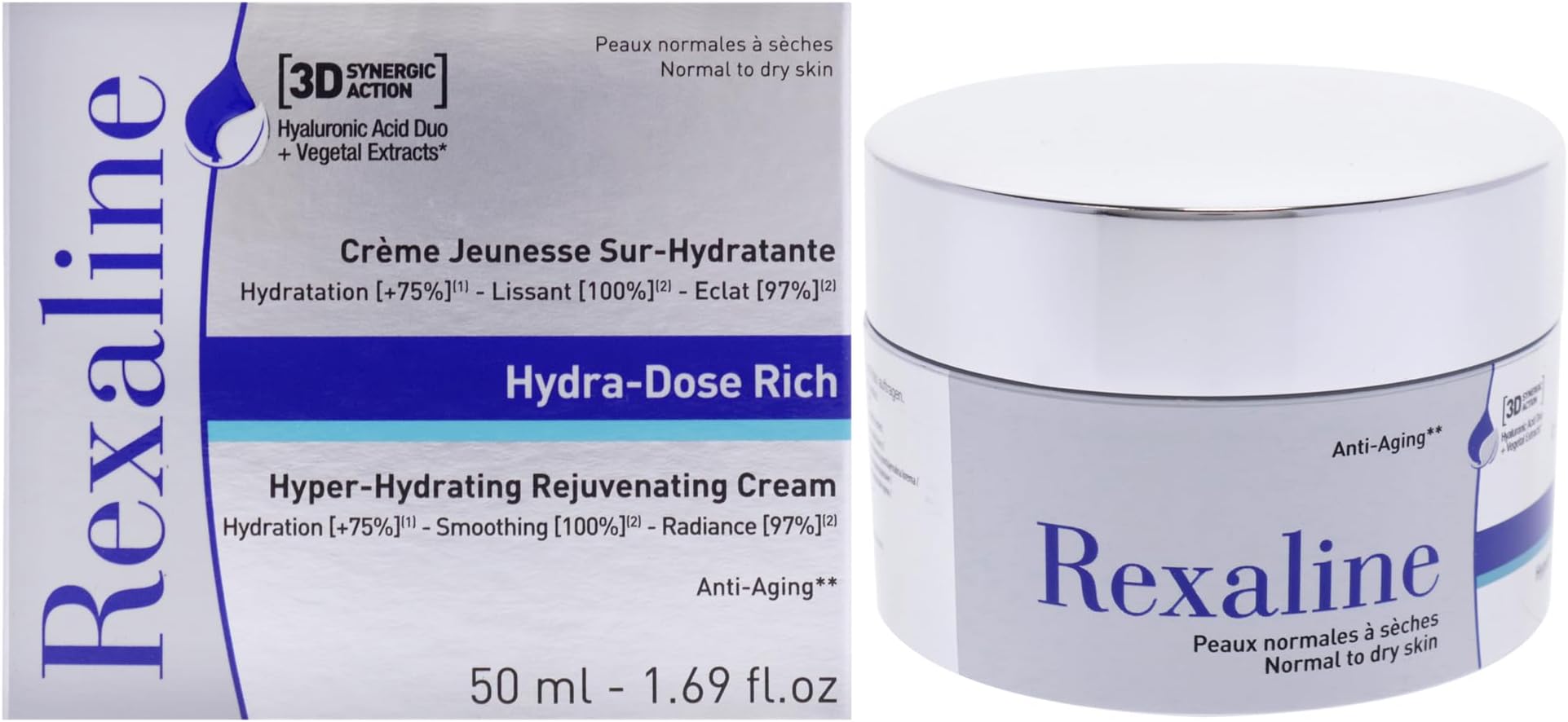 Hydra-Dose Rich - Hyper-Hydrating Rejuvenating Cream - Face moisturizer, anti wrinkle and anti aging cream with Hyaluronic Acid - Soothing and nourishing - Facial care - Dry skin - 50 ml