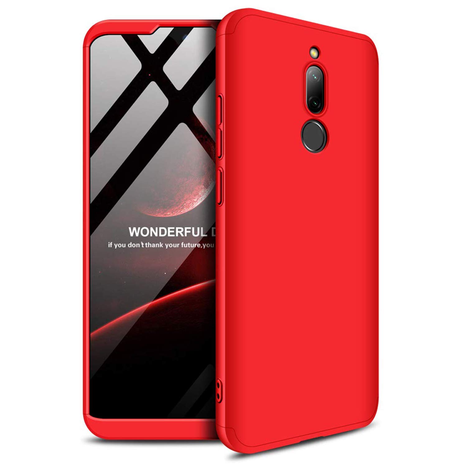Microsonic Xiaomi Redmi 8 için Kılıf Double Dip 360 Protective Kırmızı [Redmi 8 ile Uyumlu Kılıf - Kırmızı]