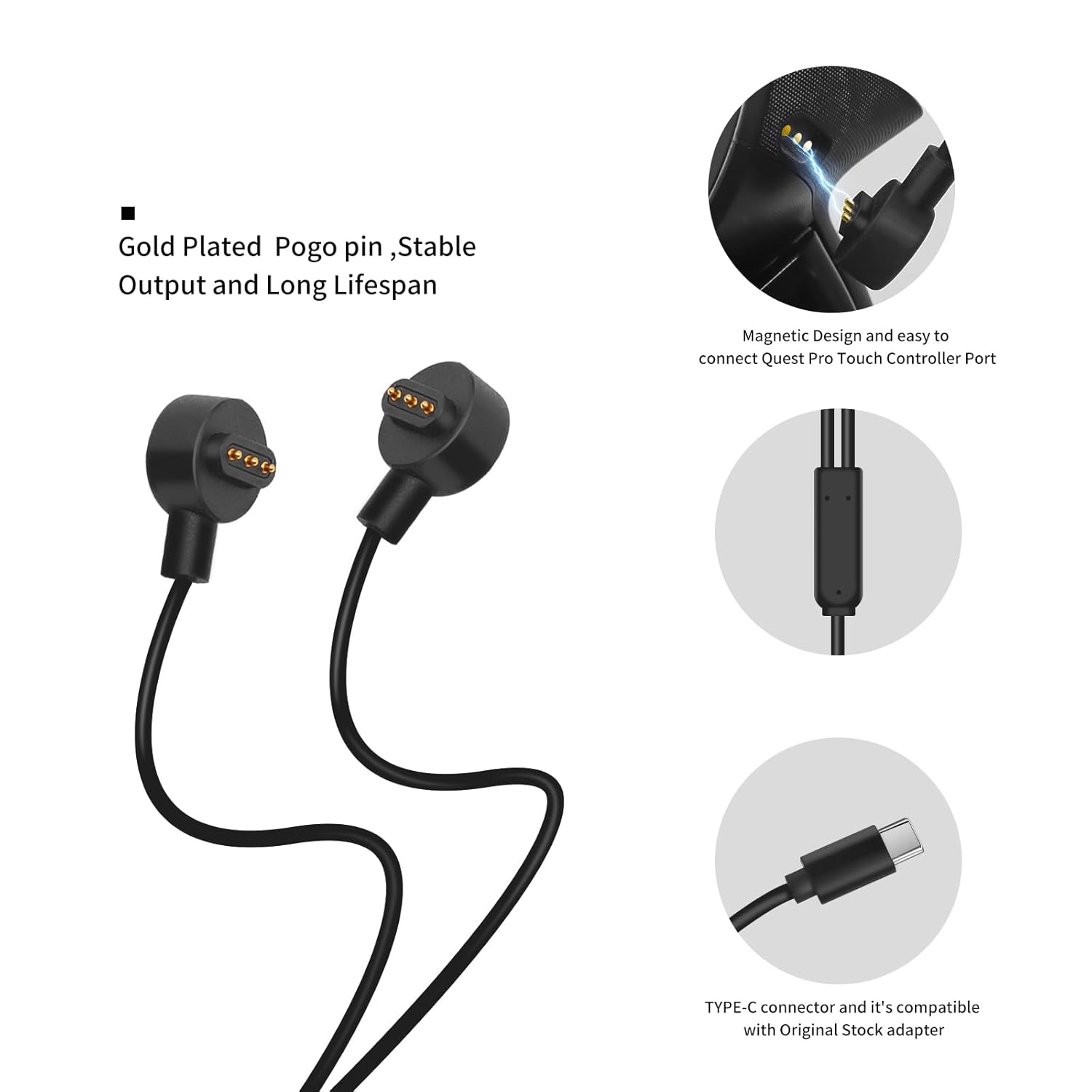 2 in 1 Magnetic Charging Cable for Meta Quest Touch Pro Controllers-Simultaneous Charging R NAD L Controllers-Built-in Short Circuit Protection Function - Image 4