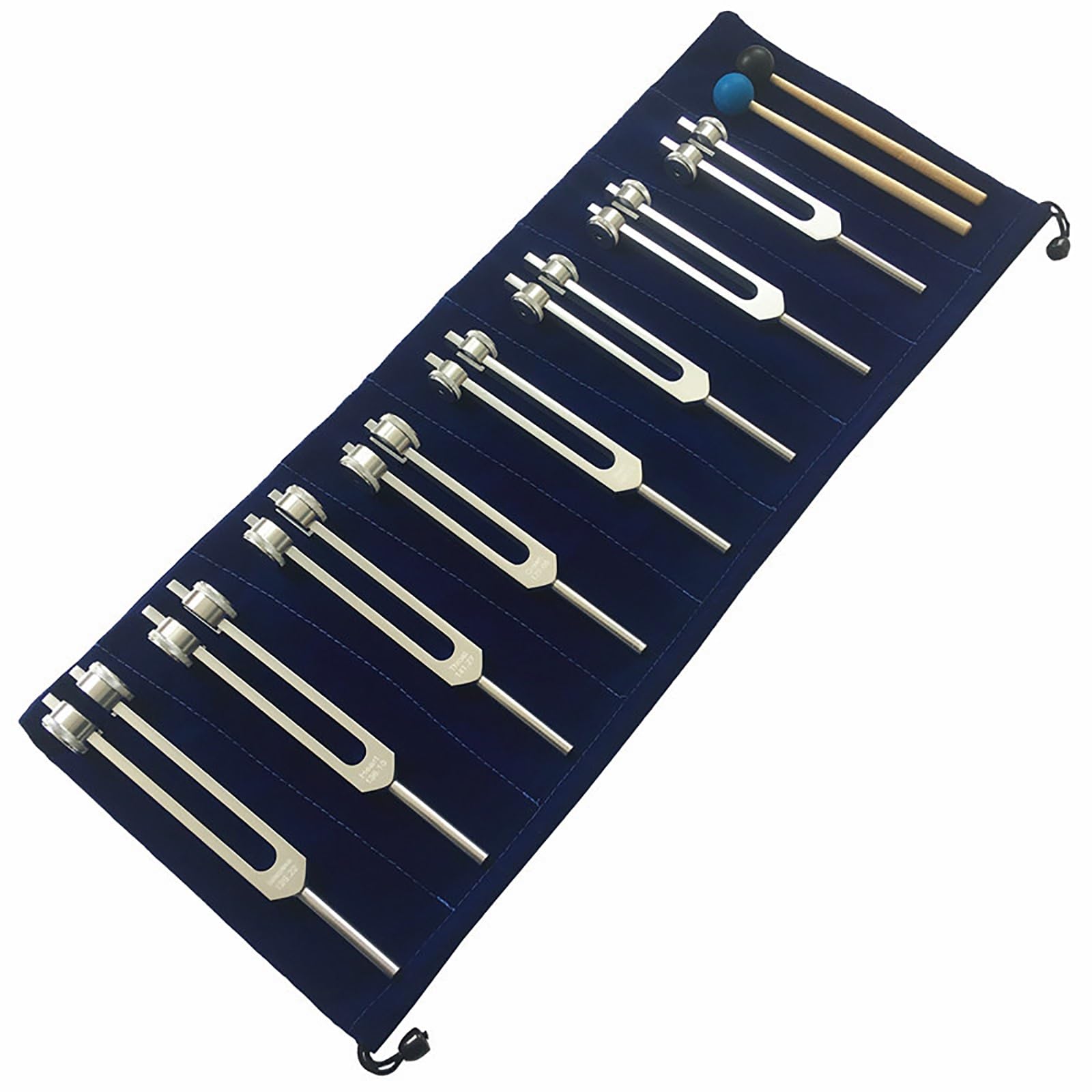 Set di diapason professionale for chakra, strumento a percussione curativo del suono con borsa in velluto e martello di gomma, ideale for la messa a punto della meditazione yoga Biofield