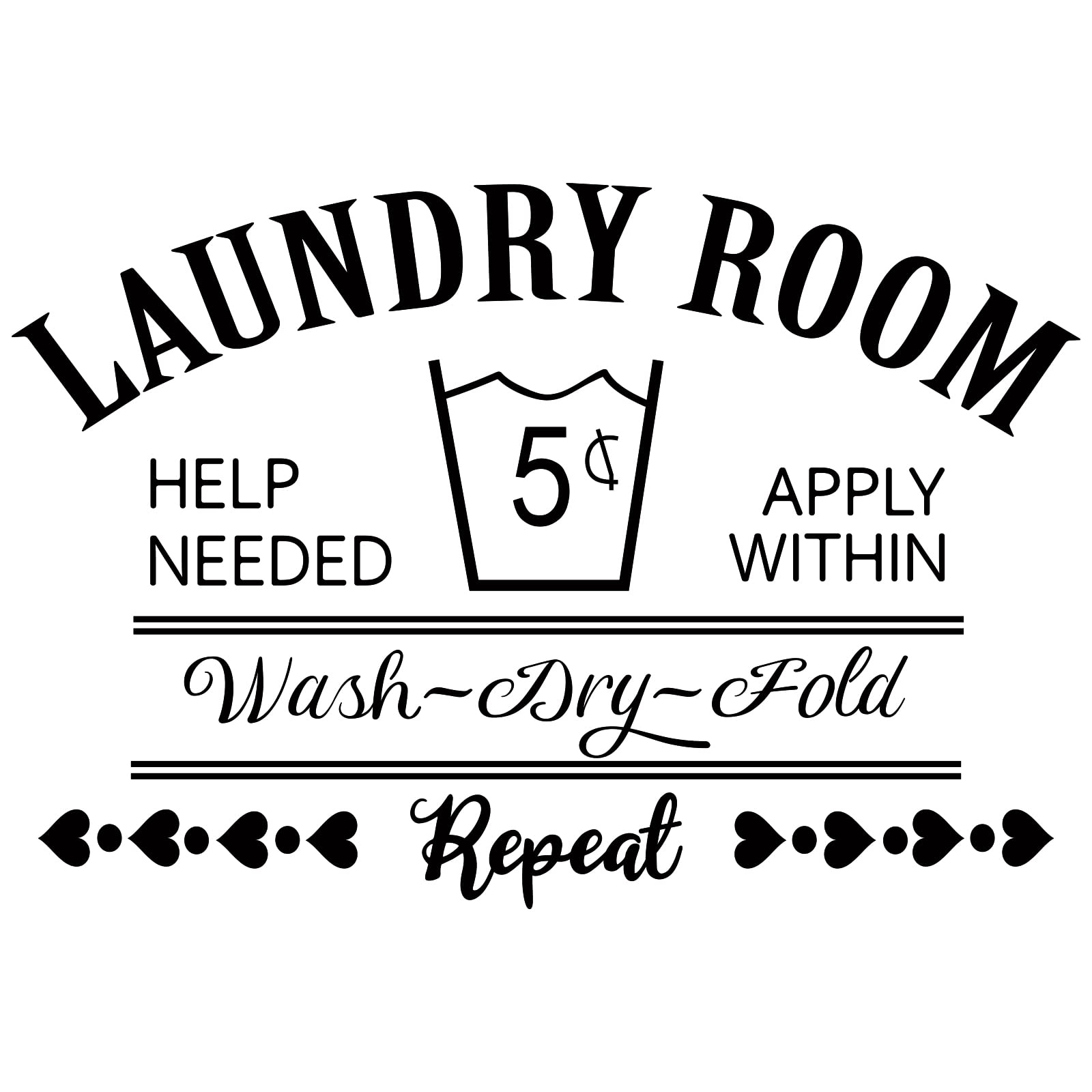 SUPERDANT Laundry Room Wall Decal Wash Dry Fold Wall Sticker Vinyl Wall Art Decal Decor Laundry Room Sign for Home Washing Machine Dryer Wall Decor Black 90x29cm - Image 2