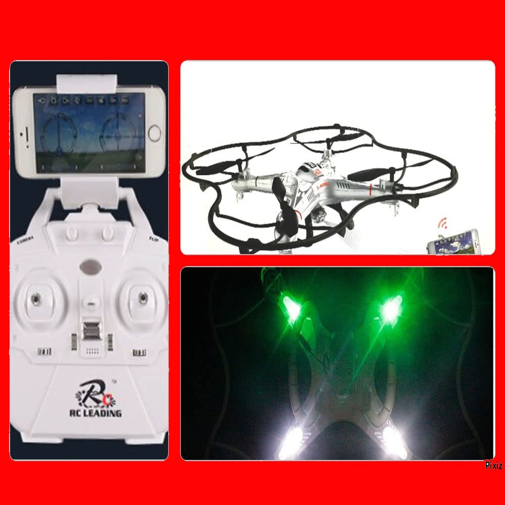 Drone Géant avec Caméra HD 108W 40cm - Maintien de Trajectoire - Suivi Live sur Écran iPhone ou Android - Rotation Flip 360° - Télécommande 6 Canaux - LED pour Vol Nocturne