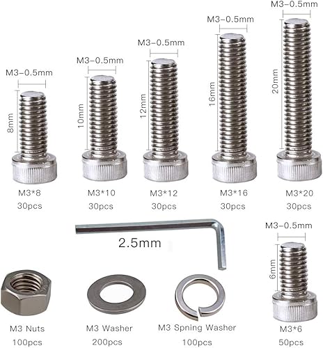 Miniatura 10 de Juego de 850 tuercas y tornillos de acero inoxidable surtidos de tornillos métricos M2 M3 M4 Tornillos hexagonales surtidos y tuercas kit para