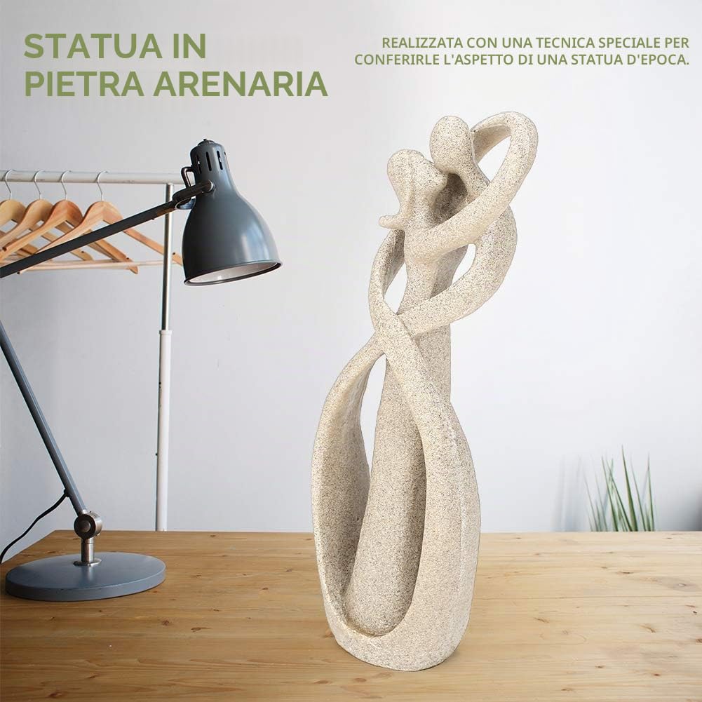 Jenngaoo Scultura di Arenaria, Coppia di Innamorati Bacio Fatto a Mano Statua Statuetta Scolpita Artigianato Regalo Anniversario Matrimonio Regalo Sposi Idee Regalo Matrimonio Regali di San Valentino