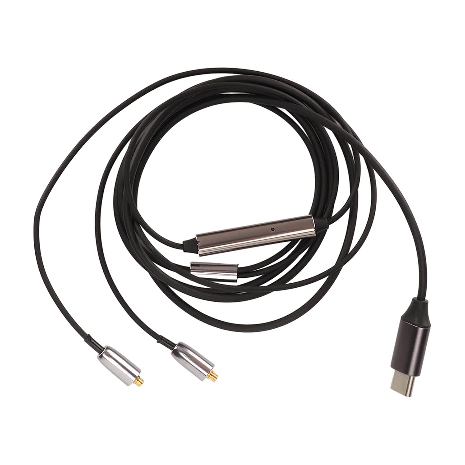 USB C to MMCX Headphone Cable with Mic and Control Unit, Type C to MMCX Oxygen Copper Core Earphone Cable Replacement for SE215 315 535 846