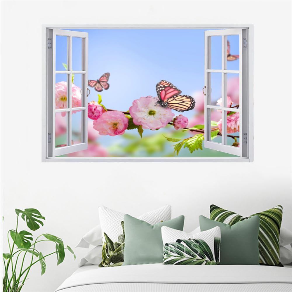 Calcomanía Rota 3D, Mariposa Adhesivo Extraíble De Vinilo Para Despegar Y Pegar, Tatuaje De Pared Niñas Niños Dormitorio Guardería Habitación Decoración Para El Hogar 110x70cm