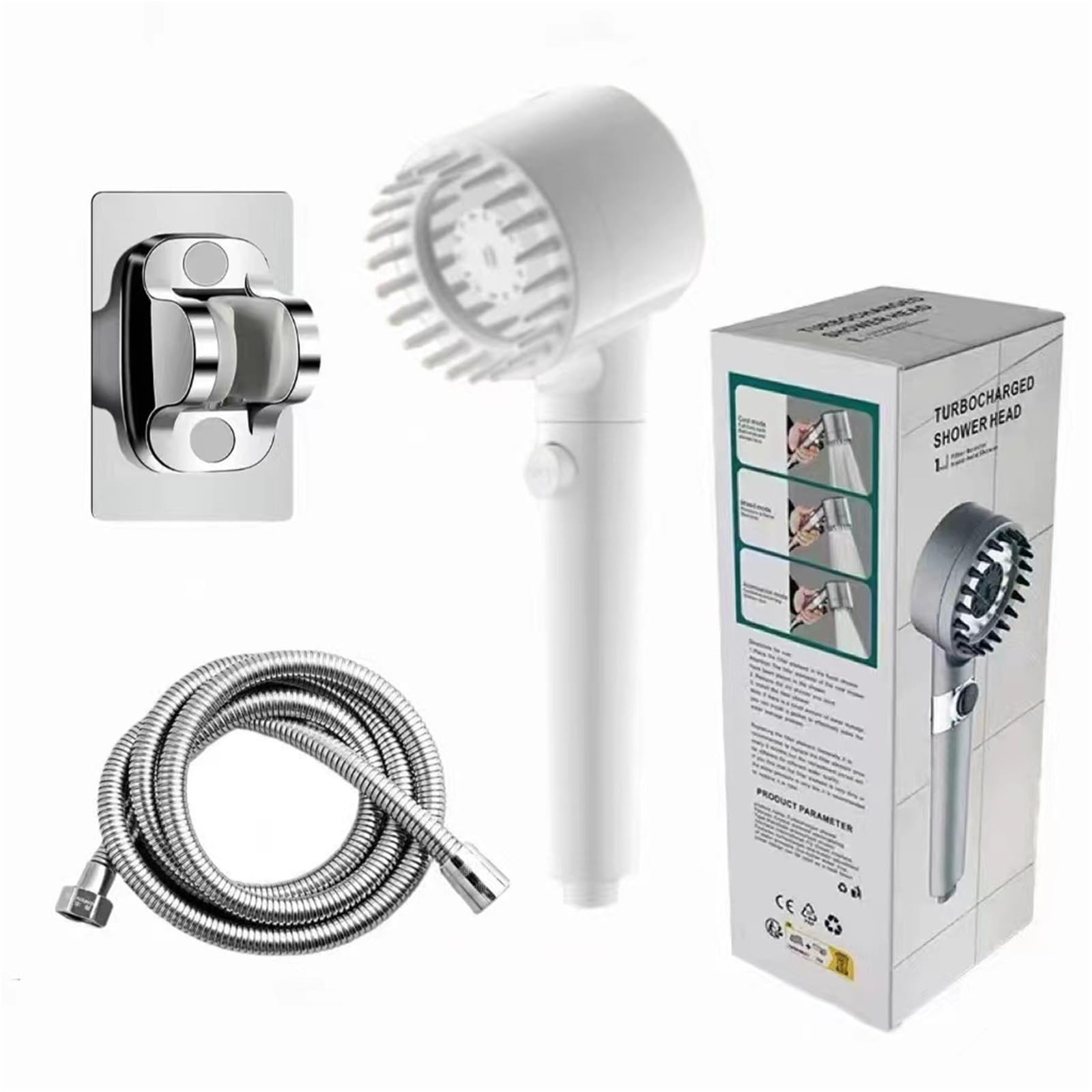 Filtro de cabezal de ducha de lluvia de alta presión, limpieza profunda, experiencia relajante para la piel y el cabello, ideal para spa en casa (blanco)