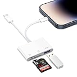 MoKo SD Card Reader for iPhone/iPad, USB C Memory Card Reader with SD/TF Card Slots USB OTG Camera Adapter, USBC Dual-Connector to Micro SD/SD/USB3.0 Card Reader for iPhone/iPad/MacBook/Samsung/Google