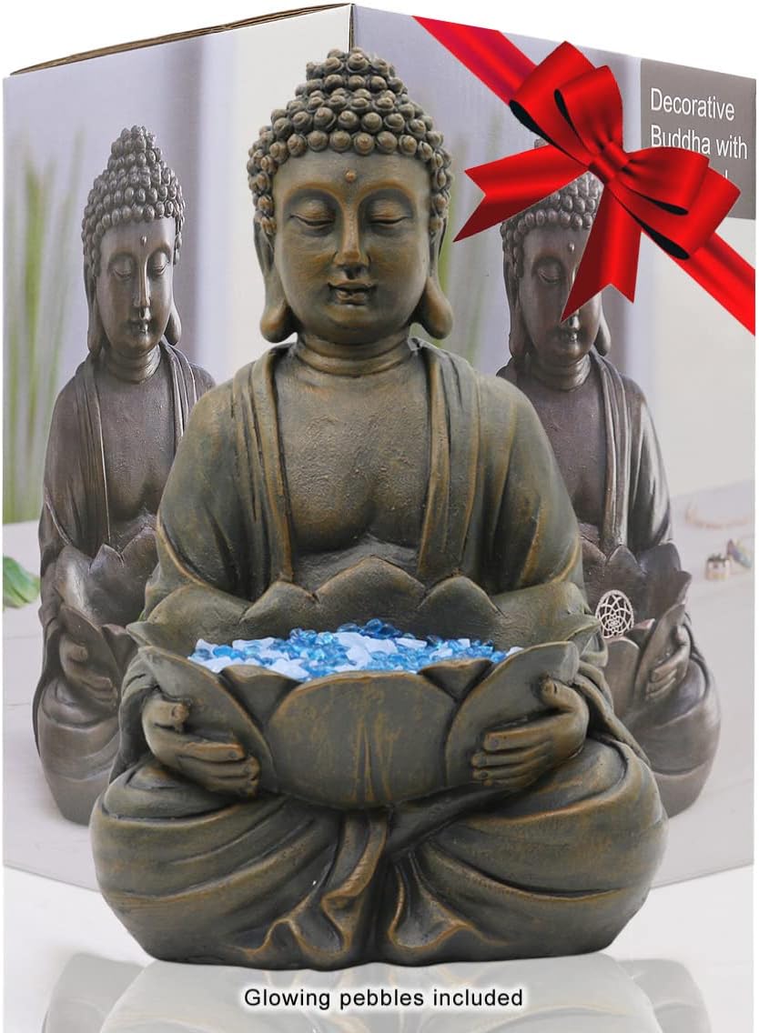 Goodeco Meditating Buddha Statue Sculpture Outdoor Sitting Sculpture Decoration