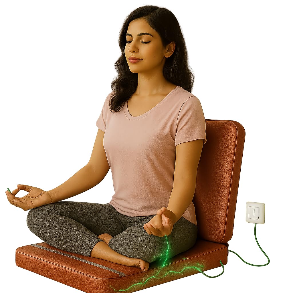 Kawachi Zero Voltage Earthing Meditation Chair, Grounding Technology, Ergonomic Design for Yoga and Meditation Copper