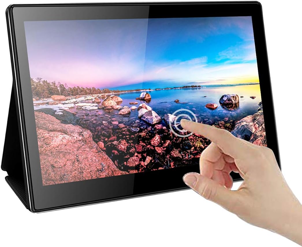 13.3 Inch Portable Monitor,10 Points Multi-Touch 1920×1080 16:9 Display With USB C/HDMI Video Input,Dual Speakers,Compatible With Windows 7 8 10,Raspberry Pi 3B+,PS3,PS4,Xbox,Nintendo Switch Etc