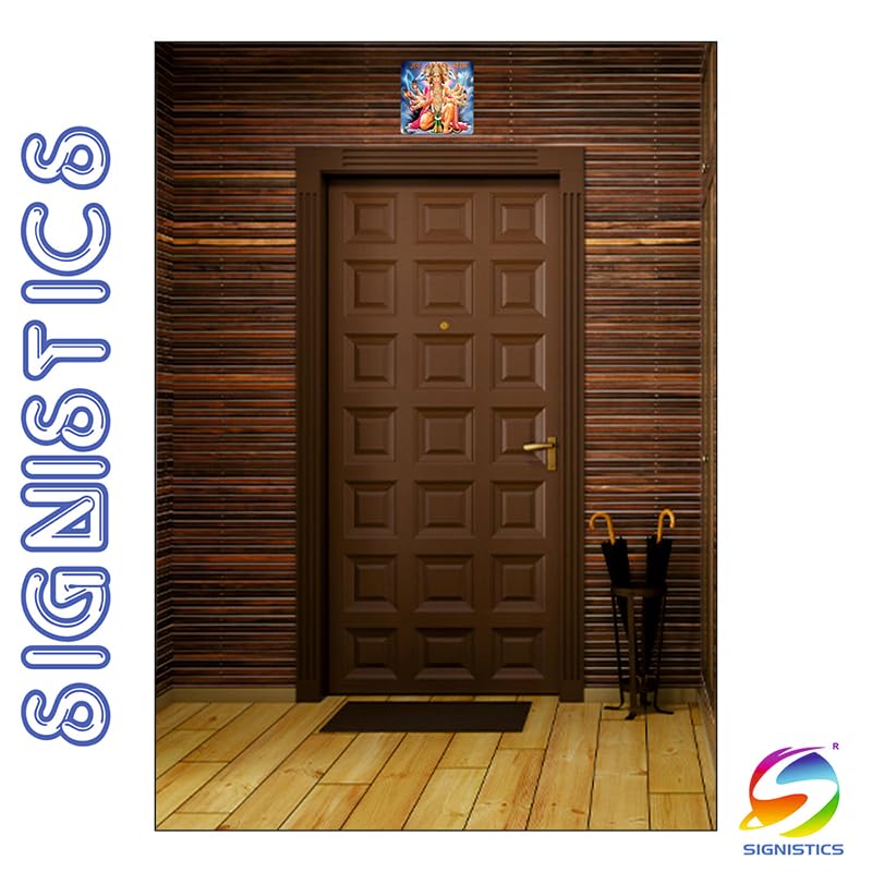 SIGNISTICS Panchmukhi Hanuman Ji Paper Sticker Self Adhesive 300GSM (3x3 Inches) (PH3_Blue) 2
