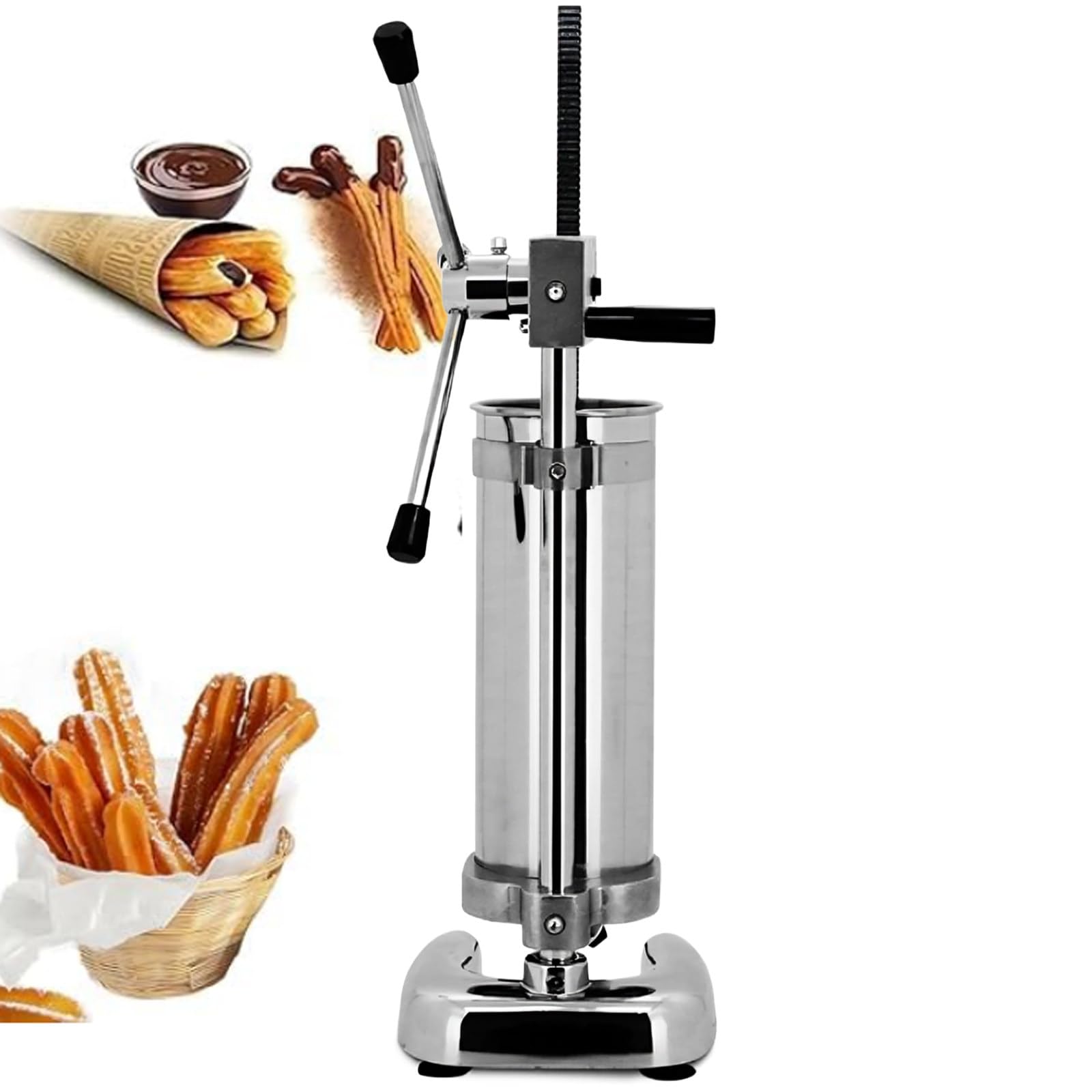 XygZythror Commercial Manual Churros Maker Machine, Stainless Steel Spanish Churros, Making Machine Vertical Donut Churro Press Equipment, For Restaurant Baker