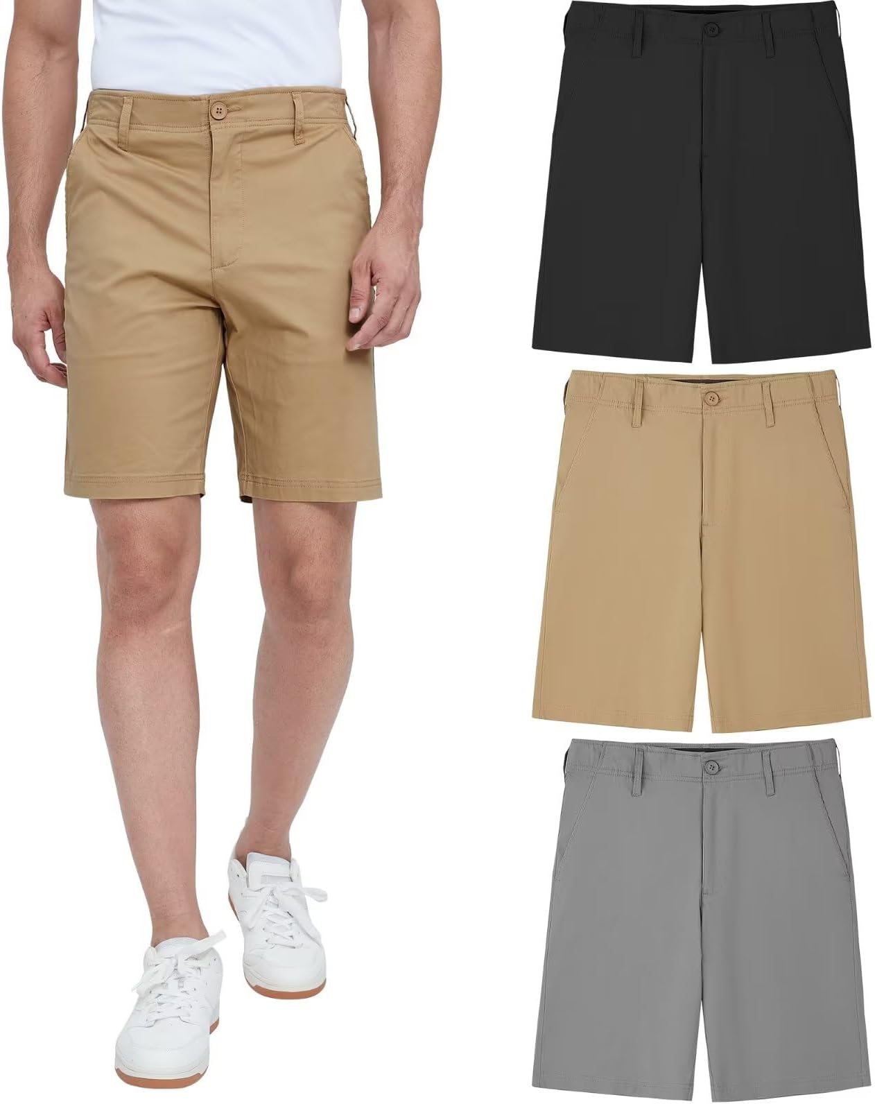 CE' CERDR 3 Pack Mens Shorts Casual Flat Front Basic Shorts for Men with Pockets