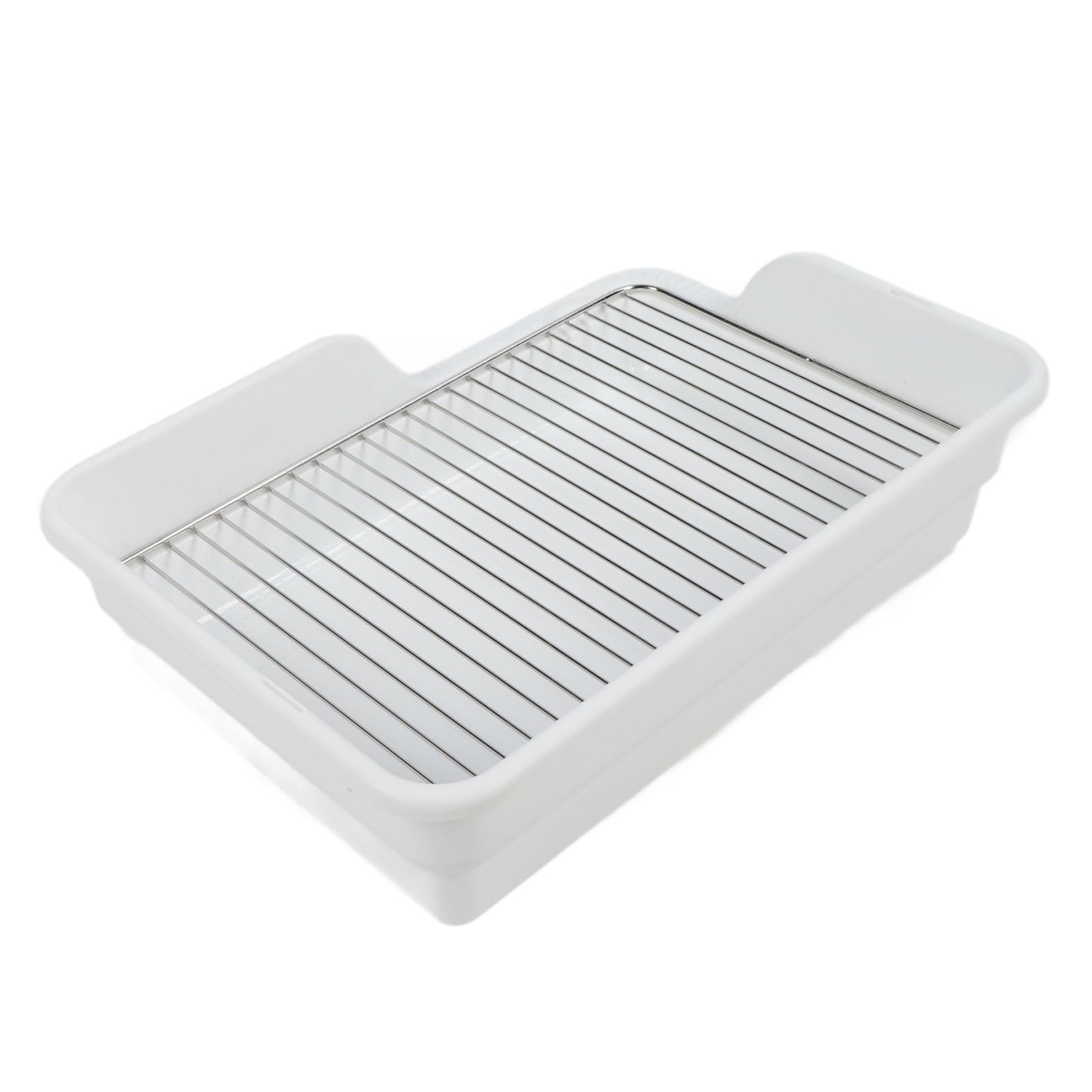 Bandeja higiénica para perros, inodoro de adiestramiento para perros pequeños y medianos, inodoro interior para mascotas con rejilla de acero inoxidable a prueba de derrames y (Blanca)