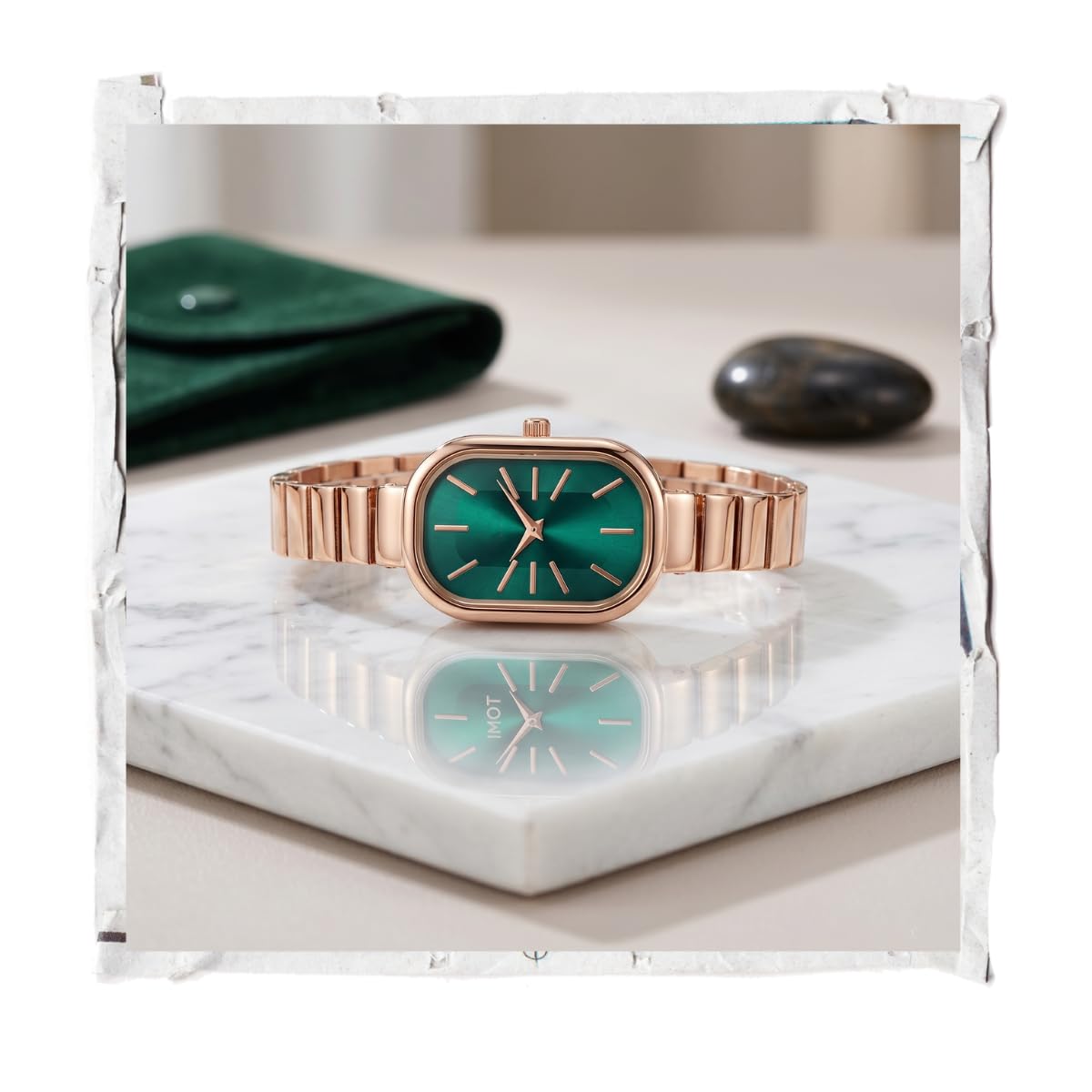 Women's Rectangular Dial Wrist Watch Metal Bracelet Strap Analog Watch for Ladies-image-5