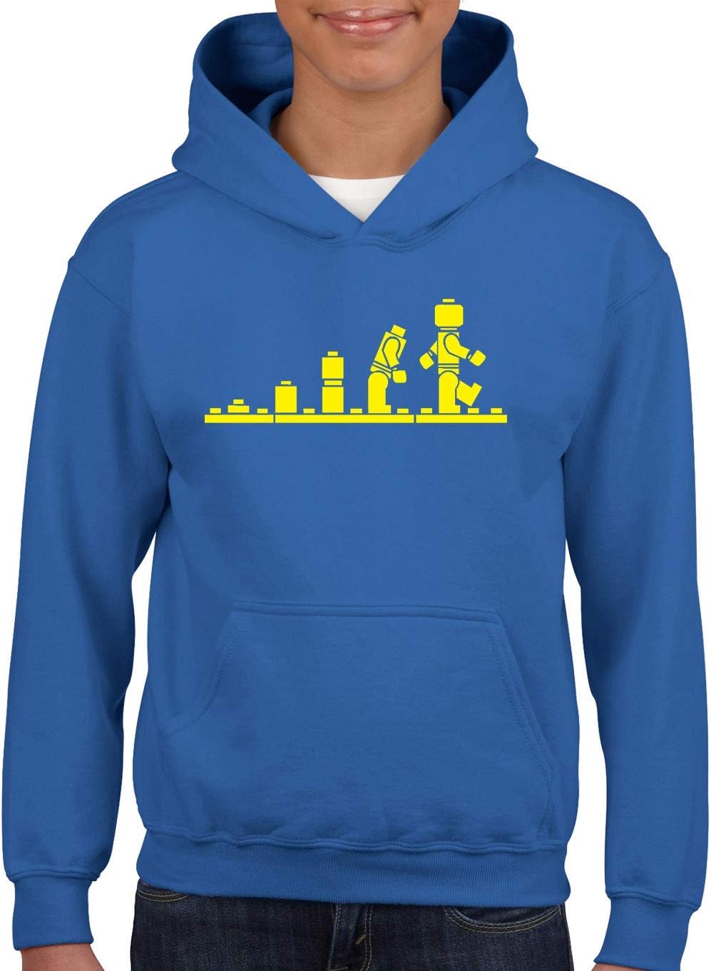 Crown Designs Evolution of Bricks Cool Funky Geek Nerd Gift for Young Children Hooded Tops