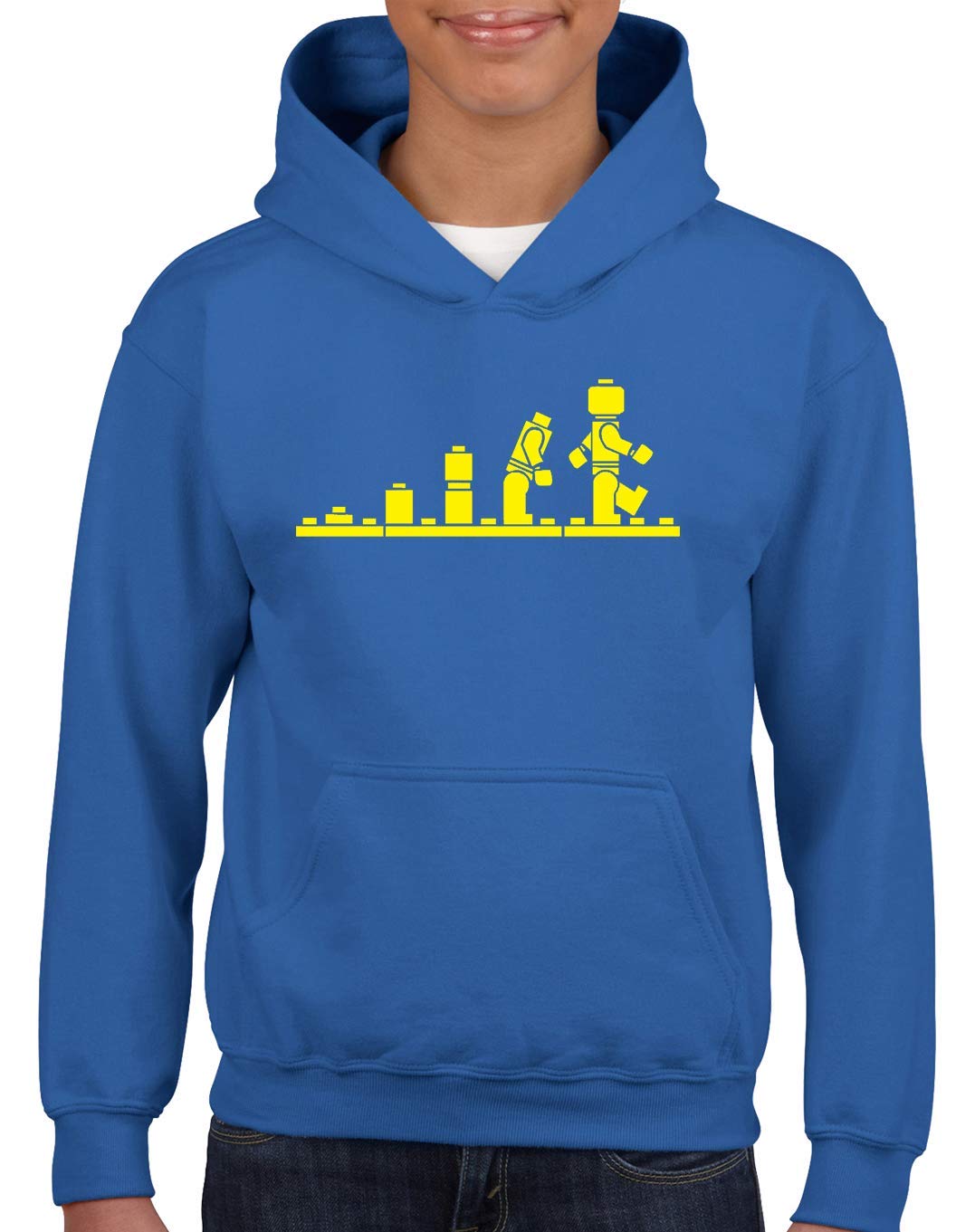 Crown Designs Evolution of Bricks Cool Funky Geek Nerd Gift for Young Children Hooded Tops