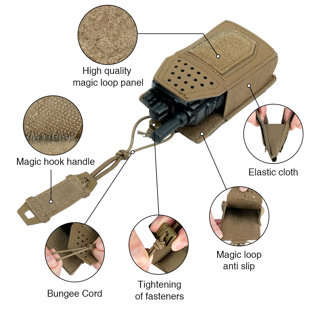 Fondina radio tattica Molle Radio Pouch Supporto universale Walkie Talkie Motorola BaoFeng UV-5R BF-F8HP Coyote Brown