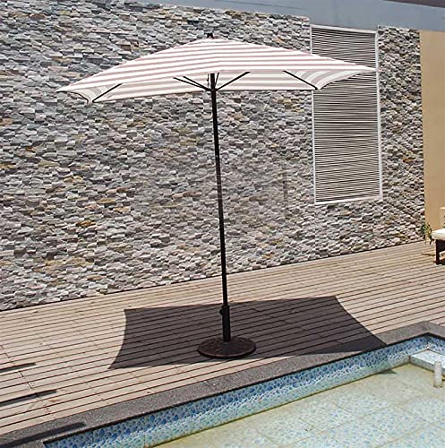 Parasol rectangle marron clair à rayures pour la table de jardin