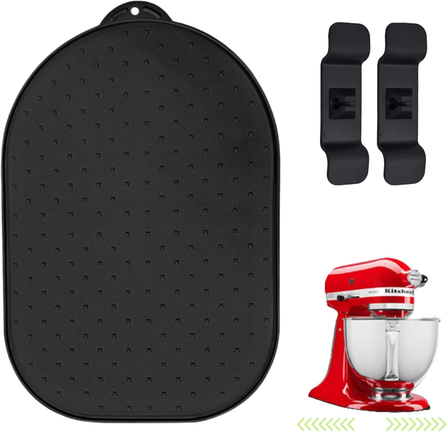 Silicone Mixer Slider Mat Compatible with KitchenAid 5‑8QT Tilt‑Head & Bowl‑Lift Stand Mixer, 360° Easy‑Slide Countertop Protector, 2 Cord Organizers Included