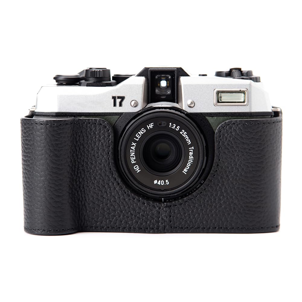DBZZ for pentax 17 case Handmade Genuine Leather Camera Protective Half Camera case, for Pentax 17 (Black)