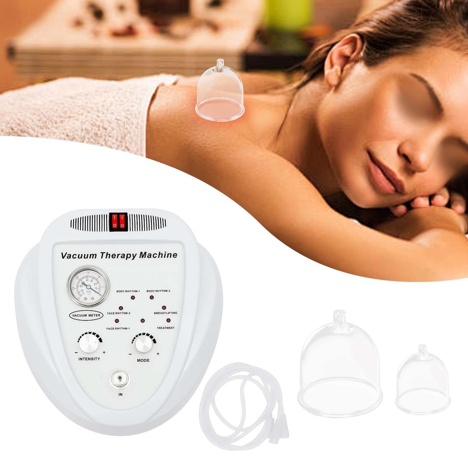 Vakuum Massagegerät Saugmassage Brustvergrößerung Machine Mit Vakuummeter und Becher Schröpfen Massage Sätze,Für Brustpflege, Körperpflege, Gesichtspflege
