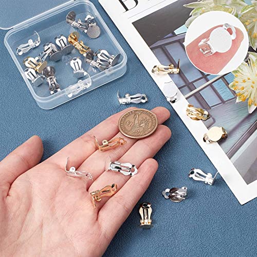 SUNNYCLUE 1 Box 30Pcs 3 Colors Clip on Earrings Findings Round Flat Back Earring Clips Stainless Steel Earring Converters Non-Pierced Earring Settings for Women Adults jewellery Making DIY Crafts - Image 3