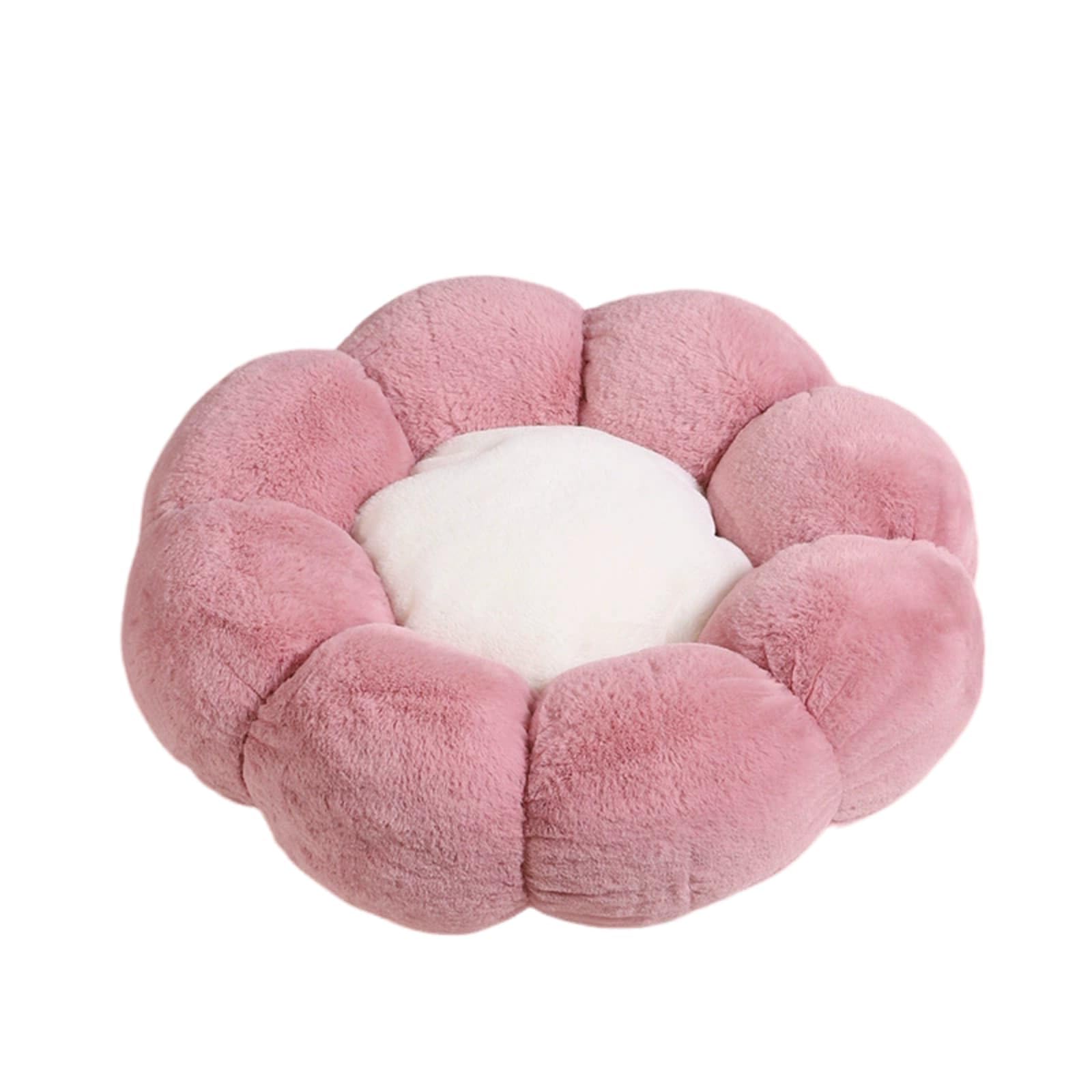 Mateju Plush Pet Bed,Fluffy Pet Cushion Thick Warm Soft Plush Dog Cat Bed for Indoor Flower Shape Calming Puppy Kitten Petbed with Non Slip Bottom, Washable, for Small Medium (Pink,40cm)